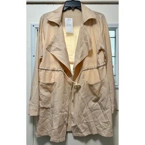 Prettygarden Tie Cardigan. Cream Pocket Drawstring (182)